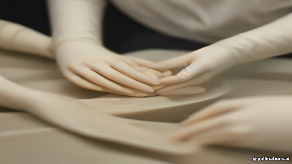 Minimalist cinematic editorial photography, warm cream and soft neutral tones, calm and premium, gloved hands