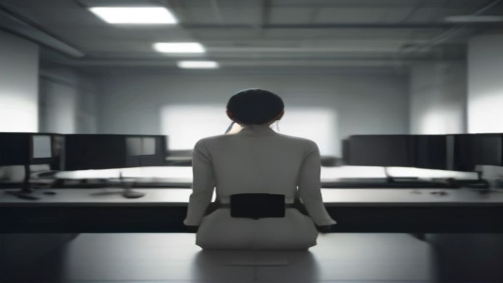 Minimalist cinematic editorial photography of a human operator seen from behind calmly conducting several AI a