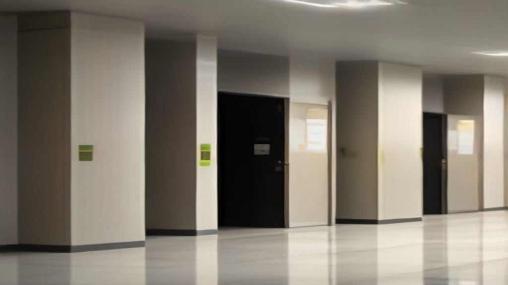 Minimalist cinematic editorial photography, warm cream and soft neutral tones, calm and premium; secure lobby