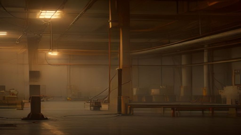 Minimalist cinematic editorial photography of a neglected automated production line stalled by dust-clogged se