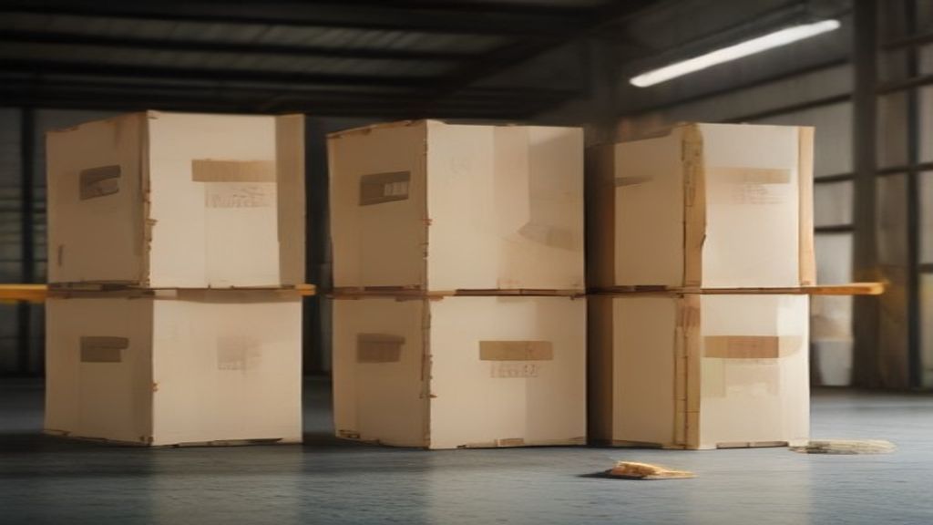 Minimalist cinematic editorial photography of a small warehouse staging identical essential supplies from thre